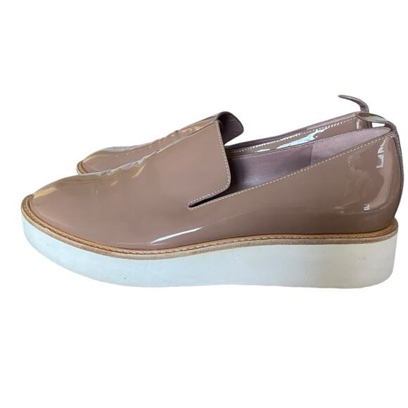 Vince Patent Leather Platform Slip On Loafer Shoes Taupe Antique Rose size 8.5 - Picture 5 of 10